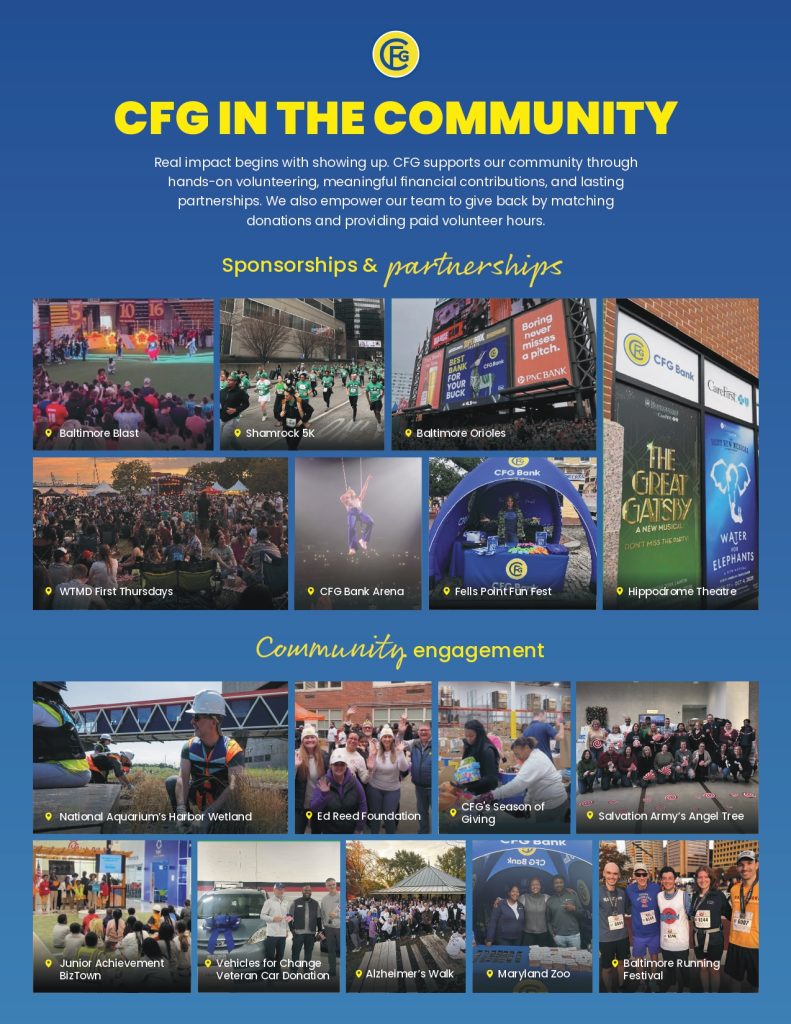 CFG Bank fosters community connection through active involvement and support for local events and initiatives.